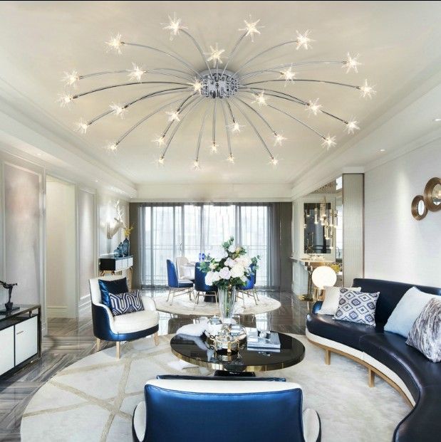 2019 Modern Sky Star Led Crystal Ceiling Light Sitting Room Warm
