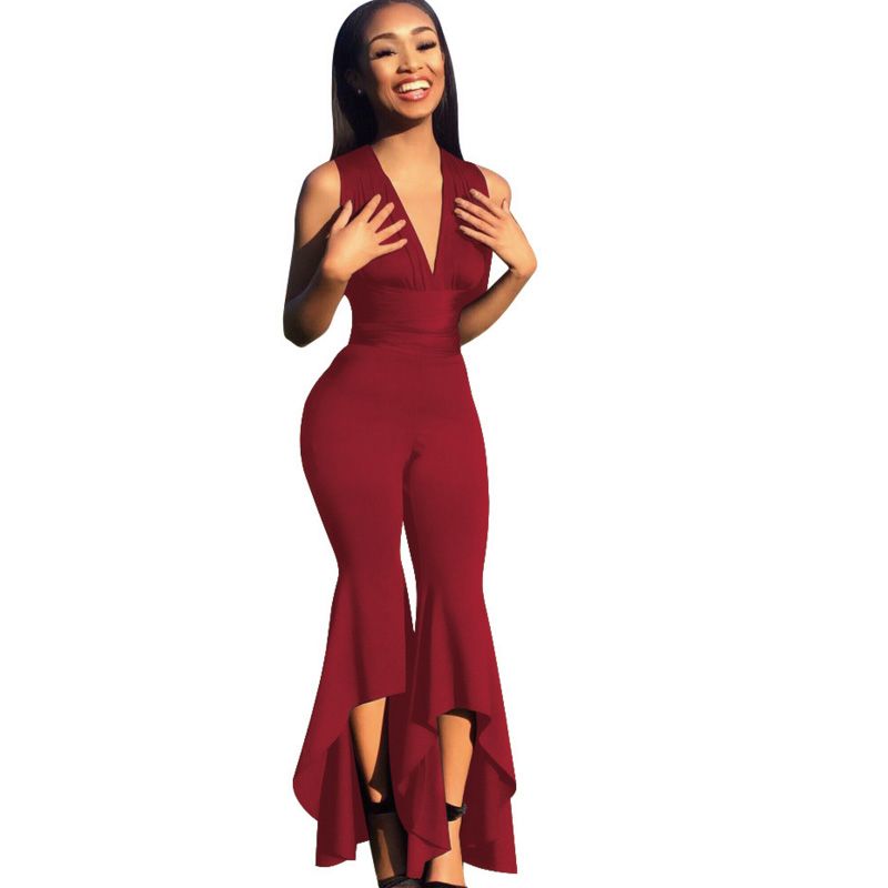 red flare jumpsuit