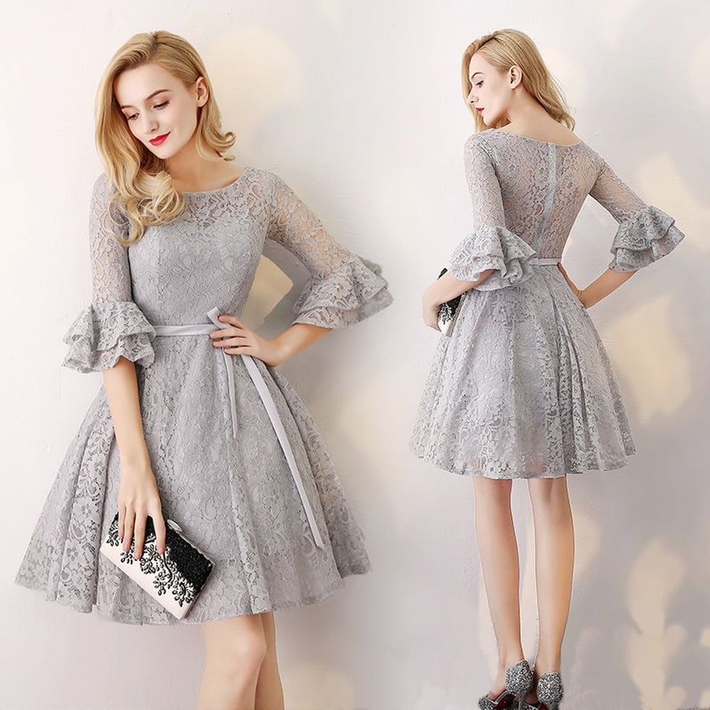silver grey wedding guest dress