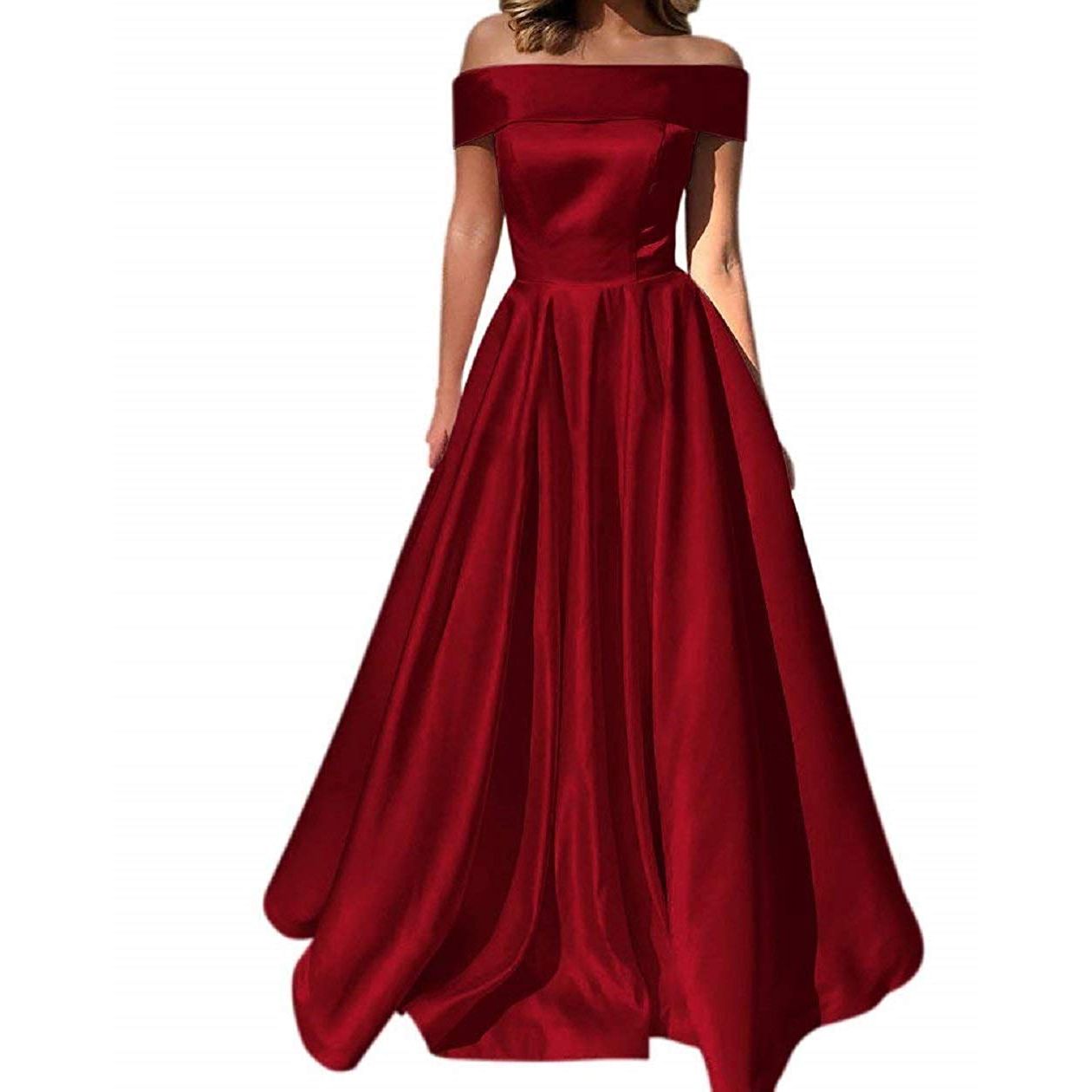 Compra Off The Shoulder Vestidos De Noche Vestido De Fiesta De Raso Vestido  De Fiesta A Line Largo Con Bolsillo Vestido Formal Vestido De Fiesta Vestido  Largo Elegante Vestido Barato | Entrega