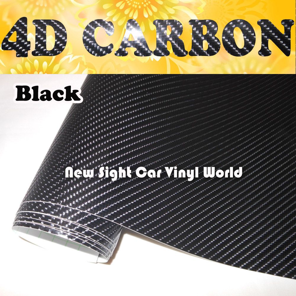 Black 4D Carbon Fibre Vinyl Wrap Film Bubble Air Free 