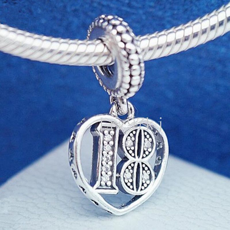 2018 Día de la Madre Plata de ley 925 18 años de amor Colgante Charm Bead Se adapta a Pandora Europea Pulseras Collares Colgantes