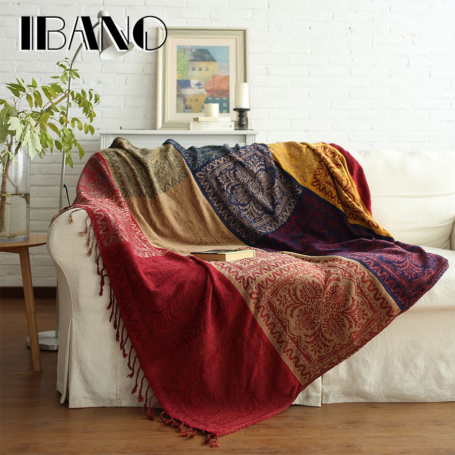 IBANO Bohemian Chenille Plaids Manta Sofá decorativos tiradas en el sofá /  cama / avión 150x190cm Cobertor Manta