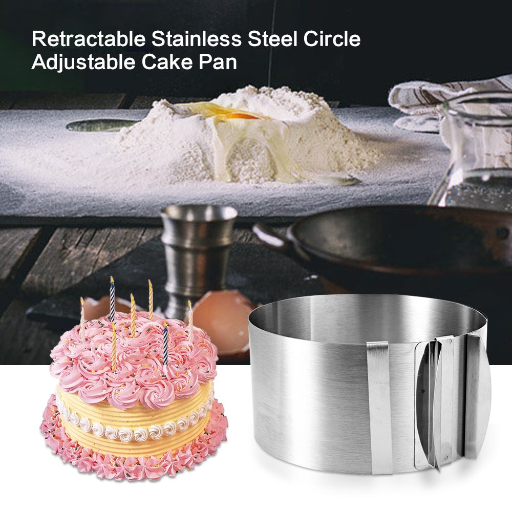 16-30cm Adjustable Round Stainless Steel Cake Ring Mold Layer Slicer Cutter FT