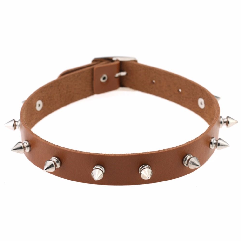 Choker Collar Necklace Harajuku Leather Spikes Studs Gothic Punk Rivet Womens UK 