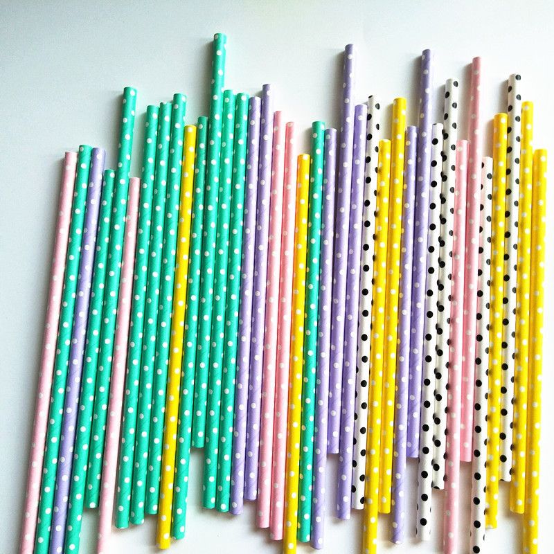 25 X Paper Straws Mix Birthday Wedding Chevron Drinking Dot UK *Biodegradable*
