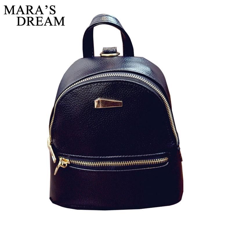 Sueño Mara 2019 Nuevas mochilas para mujer Diseño de moda Negro Mochila de cuero