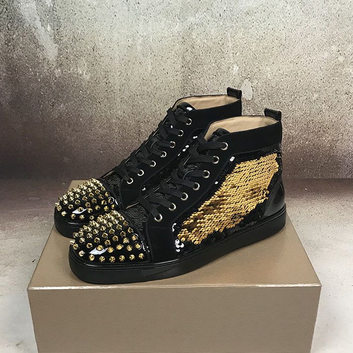 black and gold sequin shoes