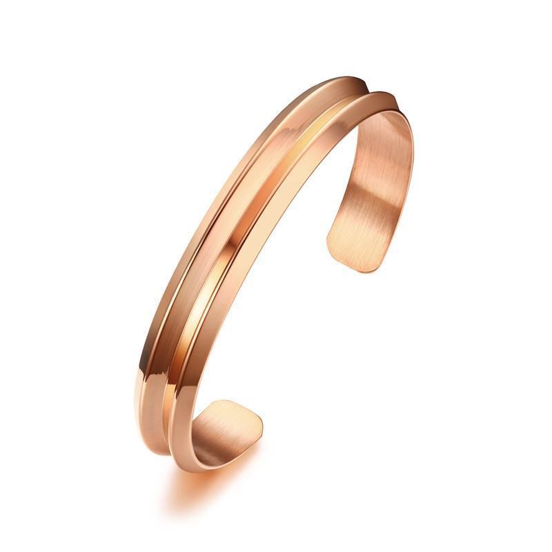2019 Stylish Women S V Shaped Grooved Cuff Bangle In Rose Gold
