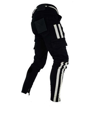 black joggers with white stripe mens