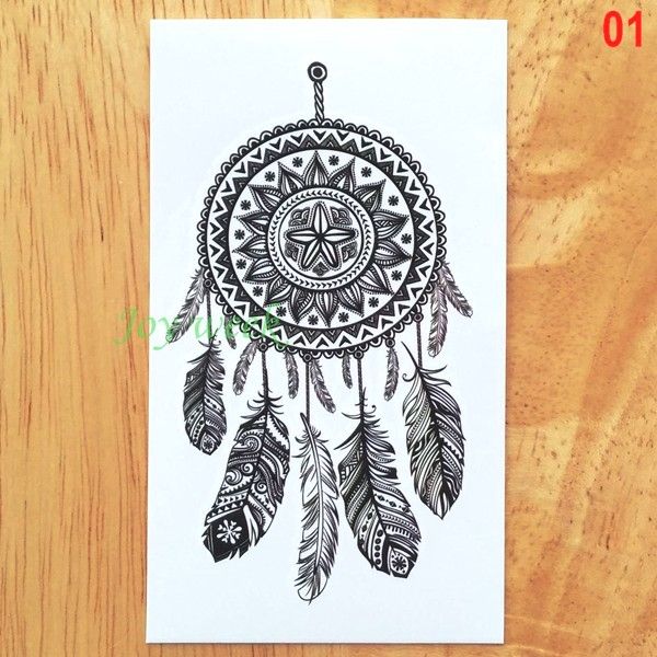 Acheter Tatouage Temporaire Imperméable à Leau Autocollant Dentelle Mandala Dreamcatcher Capteur De Rêves Autocollant Tatouage Flash Tatoo Faux