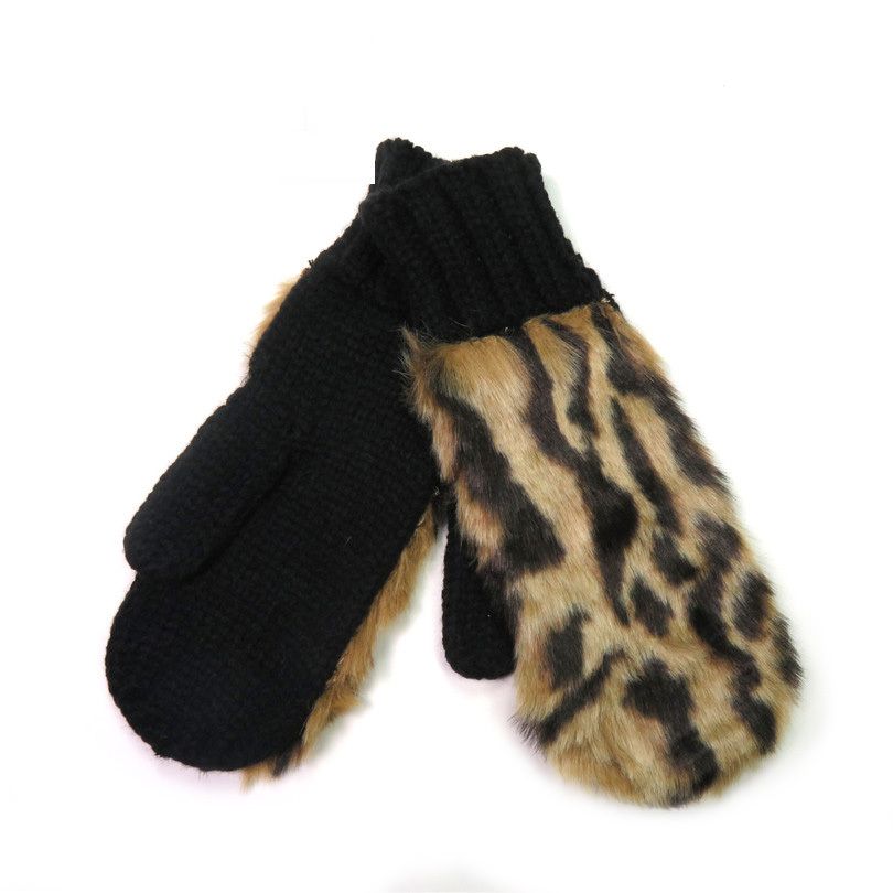 ladies fur mittens