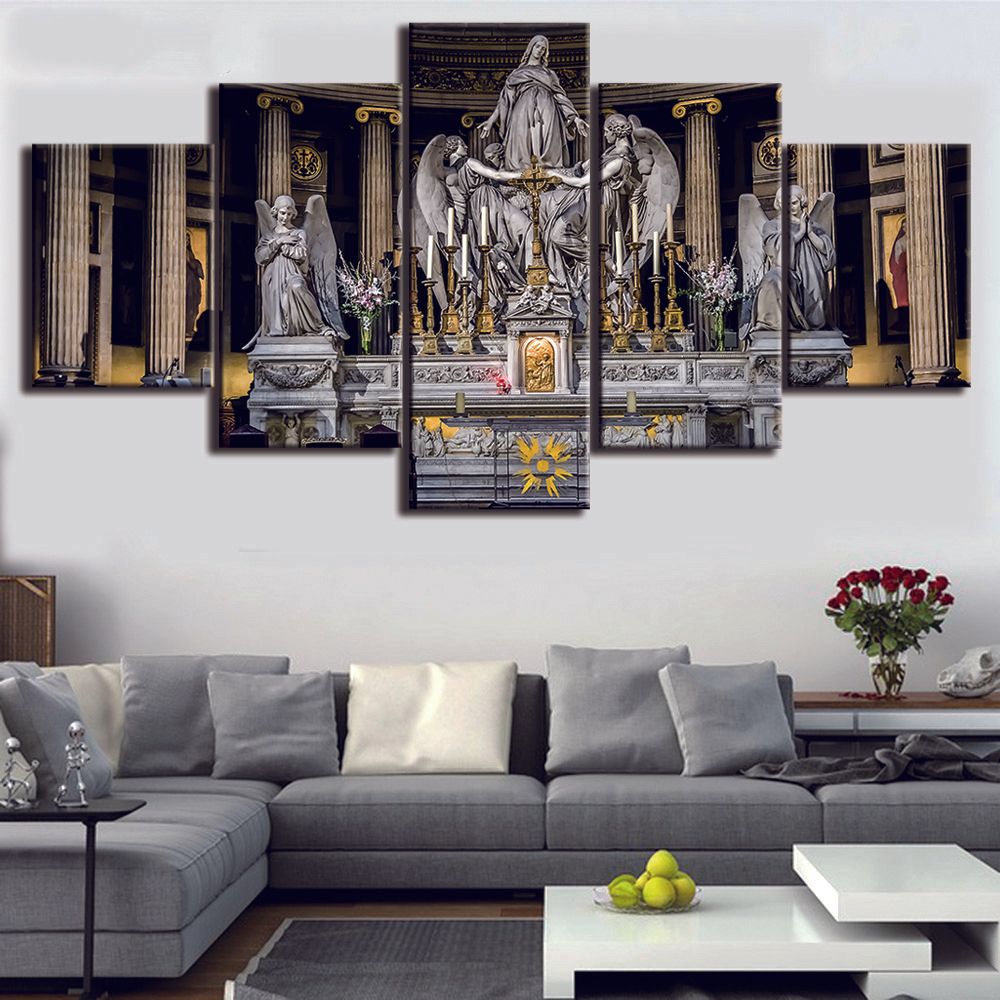 Acheter Peinture Sur Toile 5 Panneau No Frame Jésus Église Chrétienne  Peinture Moderne Home Decor Wall Art Jésus Statue Affiche Peinture De 14,3  € Du Tian7777777 | DHgate.Com