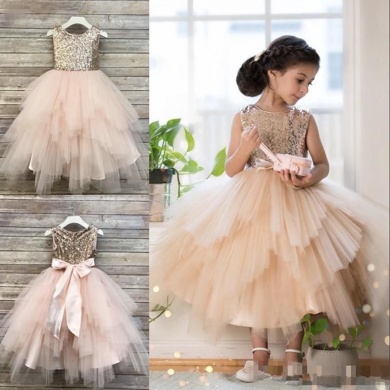 champagne color girl dresses