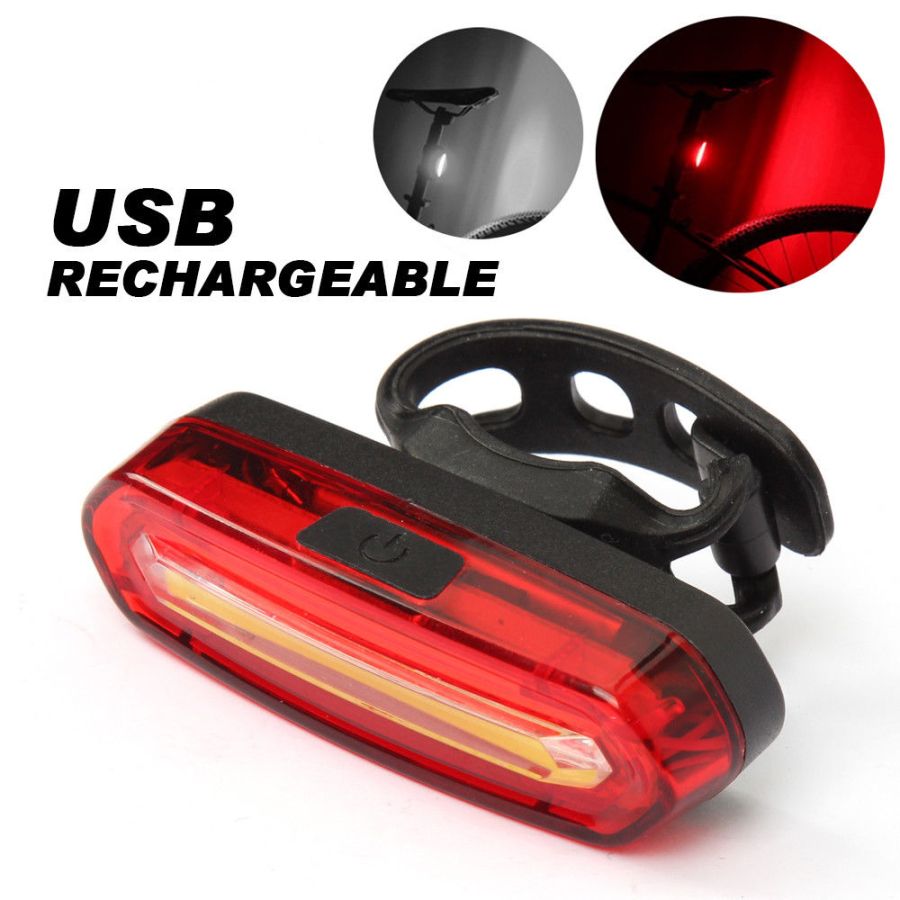 Red COB LED Bicycle Bike Cycling Front Rear Tail Light USB Rechargeable 6 Modes