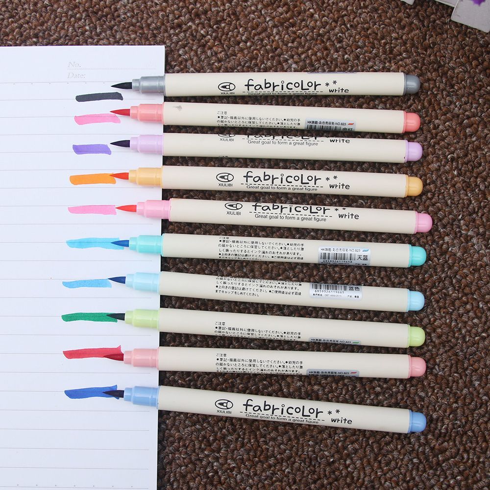 10 قطع Fabricolor الكتابة فرشاة القلم لون الخط ماركر أقلام مجموعة القرطاسية الصينية فن الرسم اللوازم المدرسية 2020 من Georgely 85 58ر س موبايل Dhgate