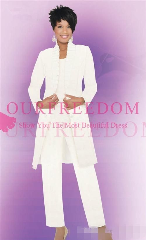 white dressy pants suits for evening wear