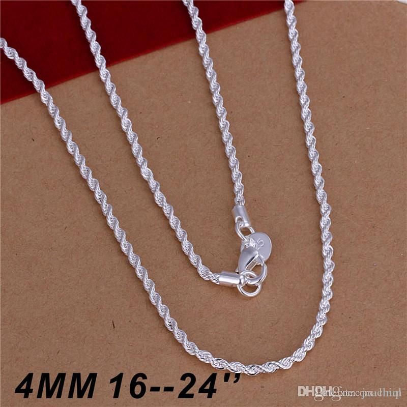 925 Silver Filled 2MM Chain Necklace For Pendants 16"18" 20" 22" 24" Promotion! 