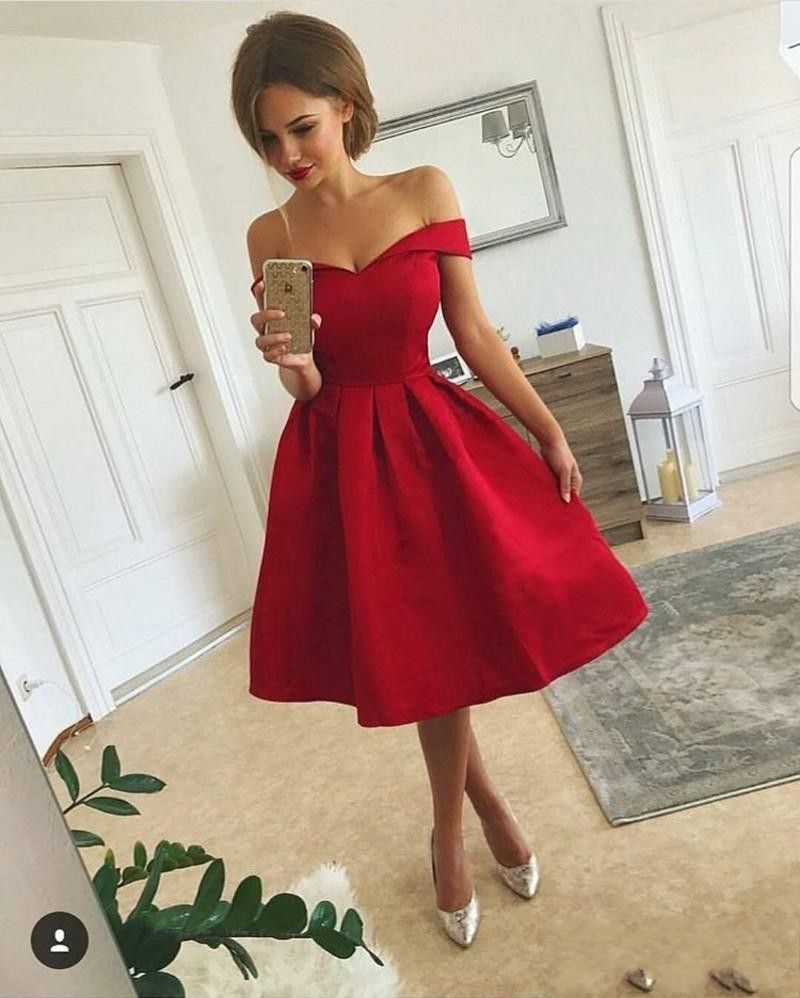 Sexy Off Hombro Vestidos De Cóctel Cortos Simple Una Línea Más Tamaño Tamaño Formal Club Vestido 2018 Red Barato PRIG Party Batos Árabes De 81,83 € | DHgate