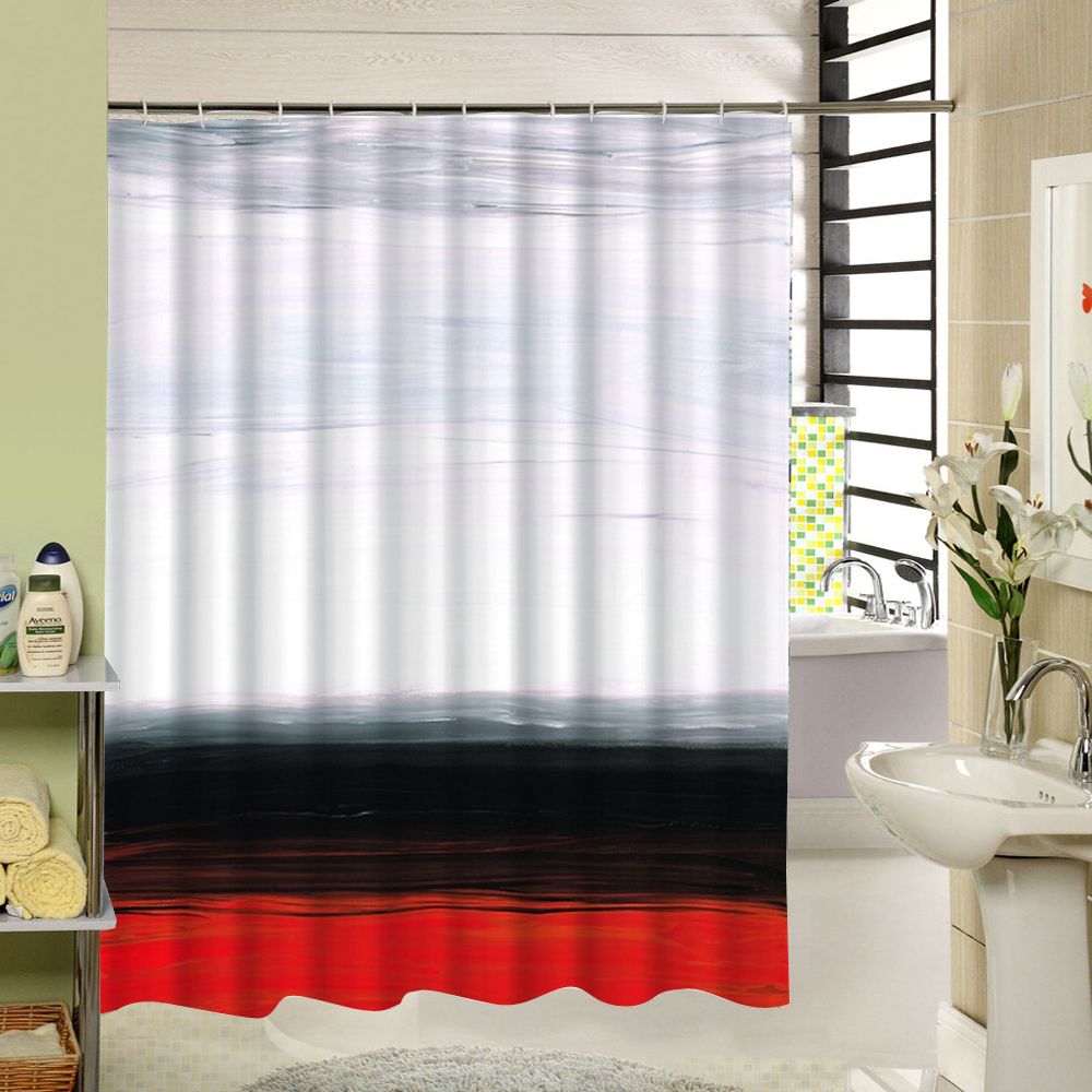 2019 White Black Red Shower Curtain Family Home Decorative Curtain