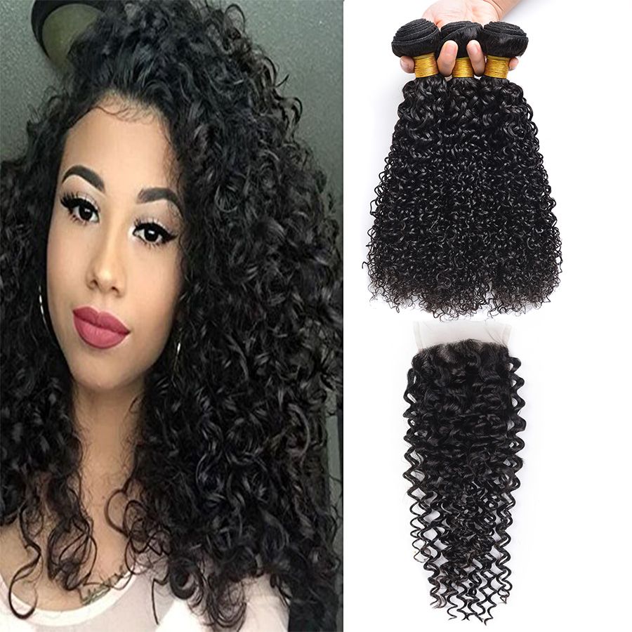 2019 Cheap Human Hair With Closure Brazilian Deep Wave 100 Human