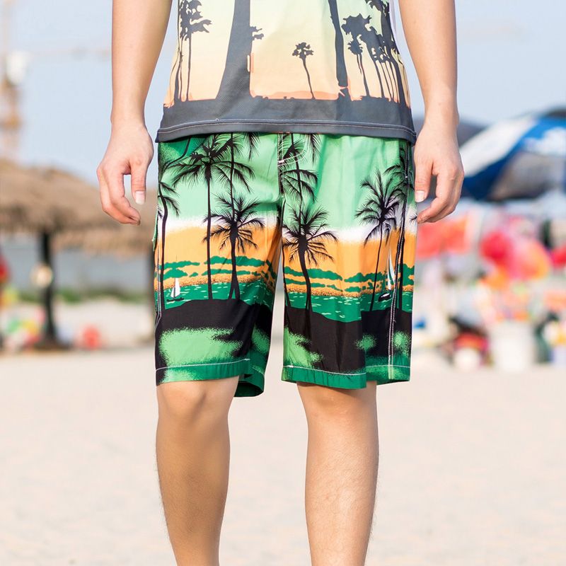 Pantalones de hombre 2018 Casual Hombre Árbol Imprimir Ropa de Playa Cintura Elástica Moda Hawaiian