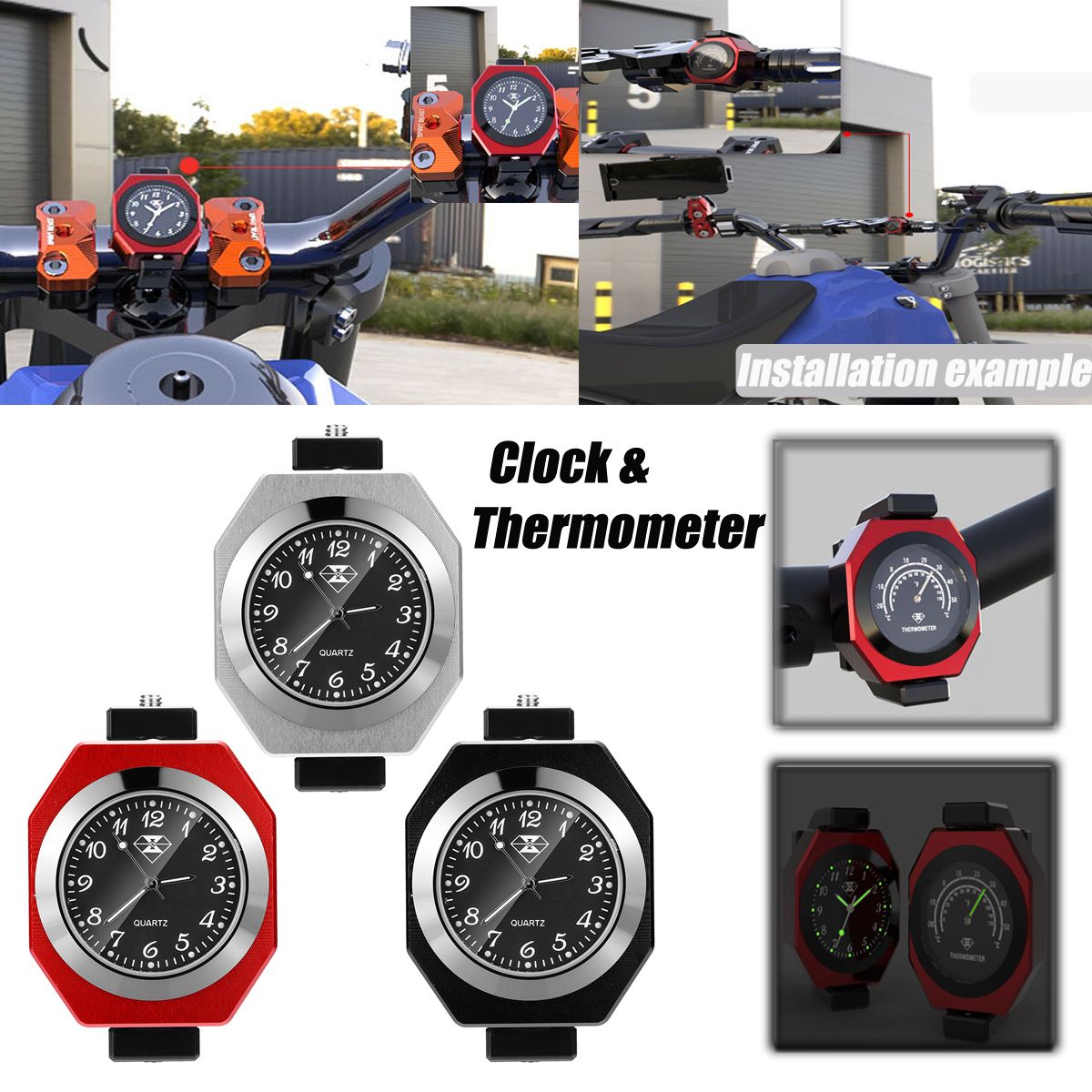 Silver KIMISS Motorcycle CNC Thermometer Voltmeter Tachometer Mounting Bracket Universal Fit Temperature Meter Volt Gauge