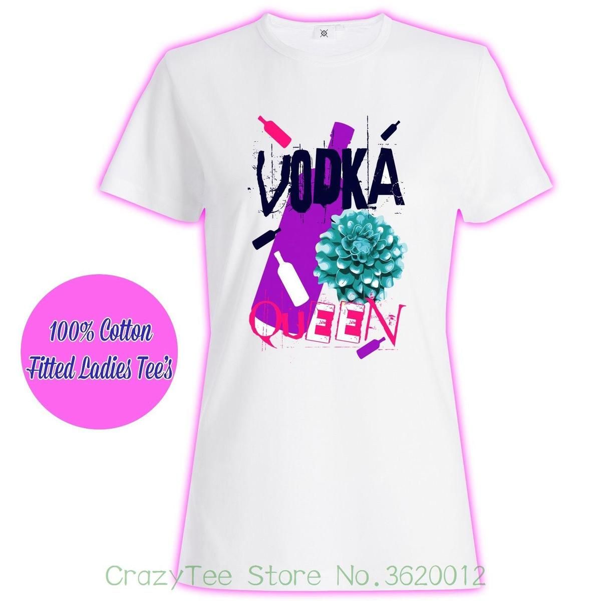 Women S Tee Womans Ladies Girls Cartoon Vodka Queen Rainbows