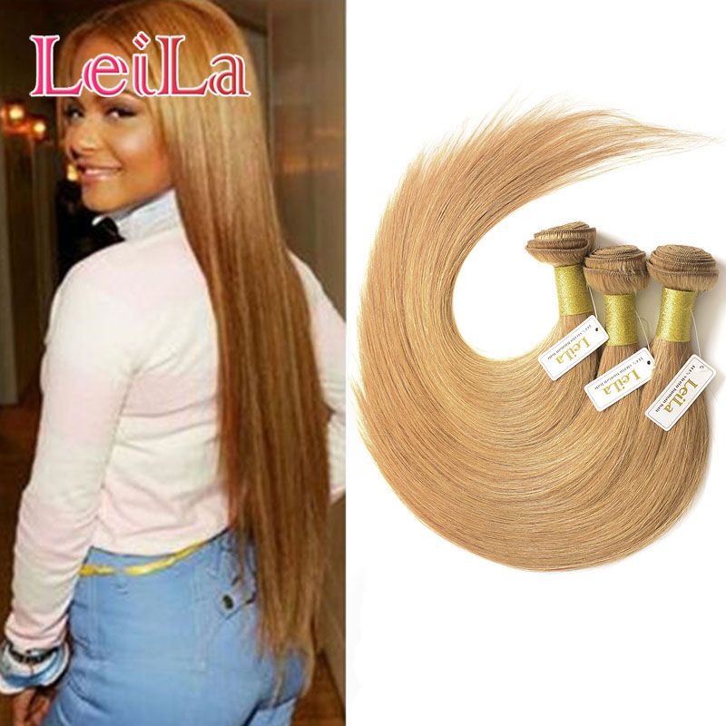 Brazilian Virgin Hair Weave Bundles Color 27 Honey Blonde