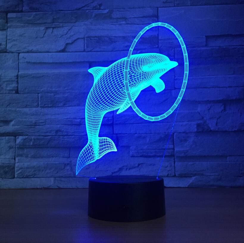 Delfín 3D LED Luces de la noche con 7 colores  con control remoto 