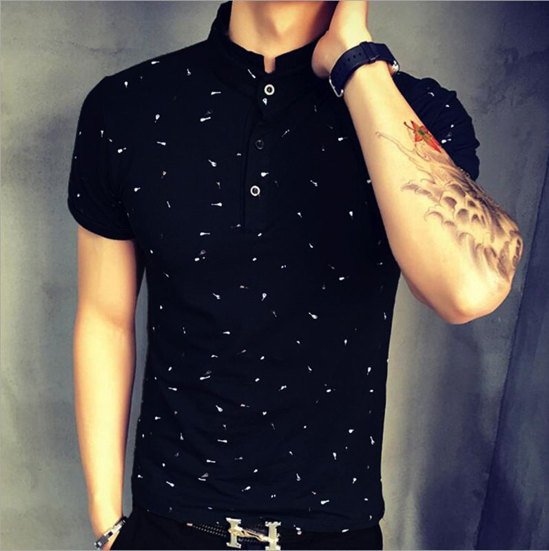 mens black and white polo shirt
