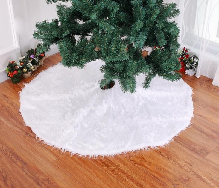 Christmas Tree Skirt Mat Cover Plush Base White Snow Xmas Home Decor Blanket