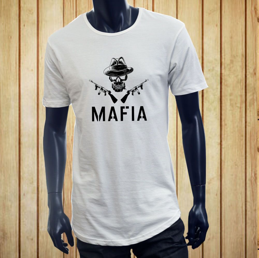 Manga Corta Para Hombres Ropa Mafia De Verano Skull Guns Descuento Al Por  Mayor Gángster Mafia Padrino Hombre Blanco Camiseta Larga Extendida  Camiseta De 22,36 € | DHgate