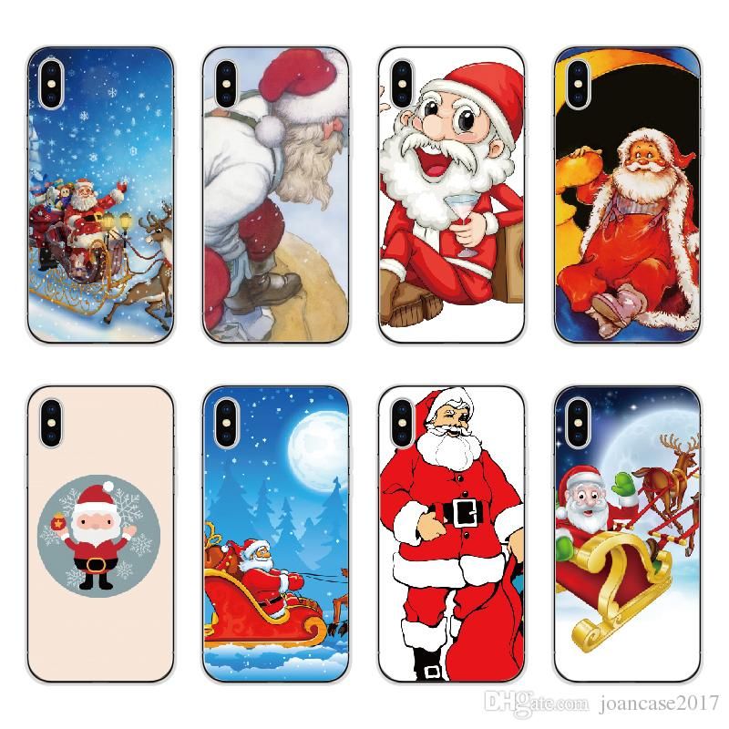 Housse Pour Mobile Nouvelle Annee Joyeux Noel Bonhomme De Neige Pere Noel Telephone Cas Pour Iphone 7 6s Plus 8 8 Plus Transparents Couverture En Tpu En Silicone Souple Housse Mobile Propose