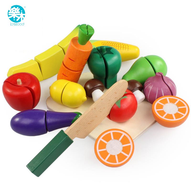 wooden cutting fruit set