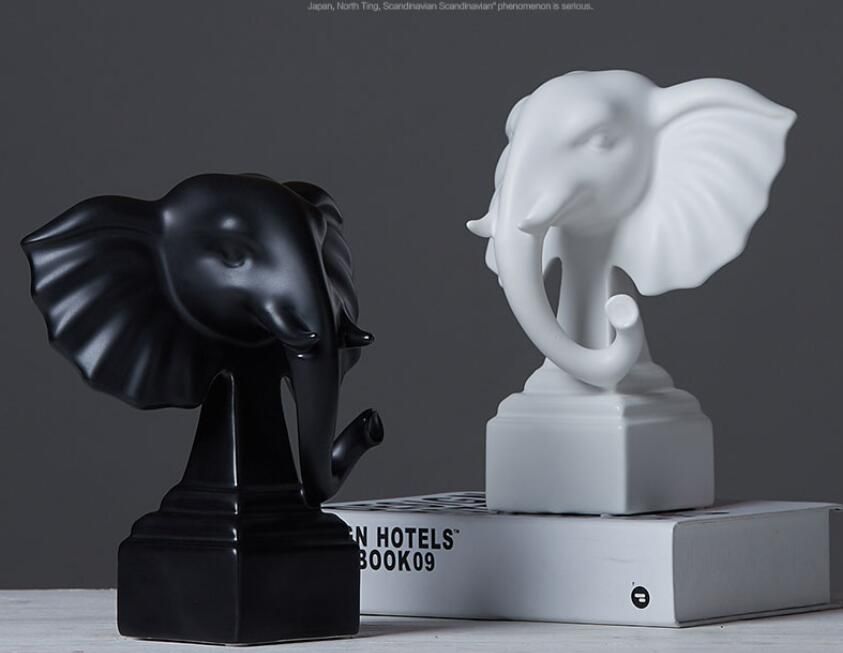 Compre Creativo Blanco Negro De Ceramica Cabeza Del Elefante