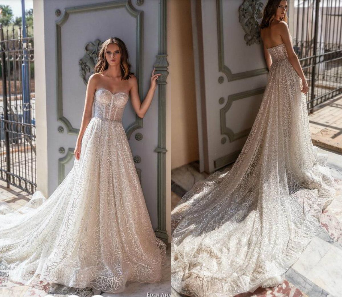 glitter a line wedding dress