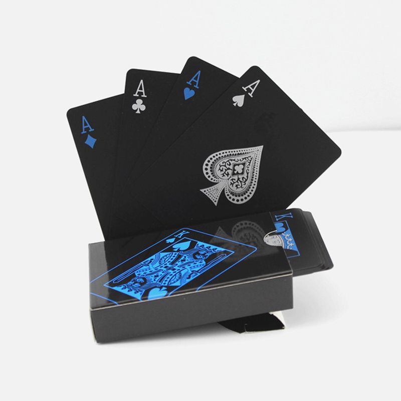Waterproof Pure Black Plastic Playing Cards Collection Poker Cards