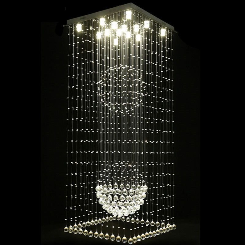 Square Ceiling Raindrop Crystal Chandelier For Staircase Square Ceiling Raindrop Crystal Chandelier For Staircase