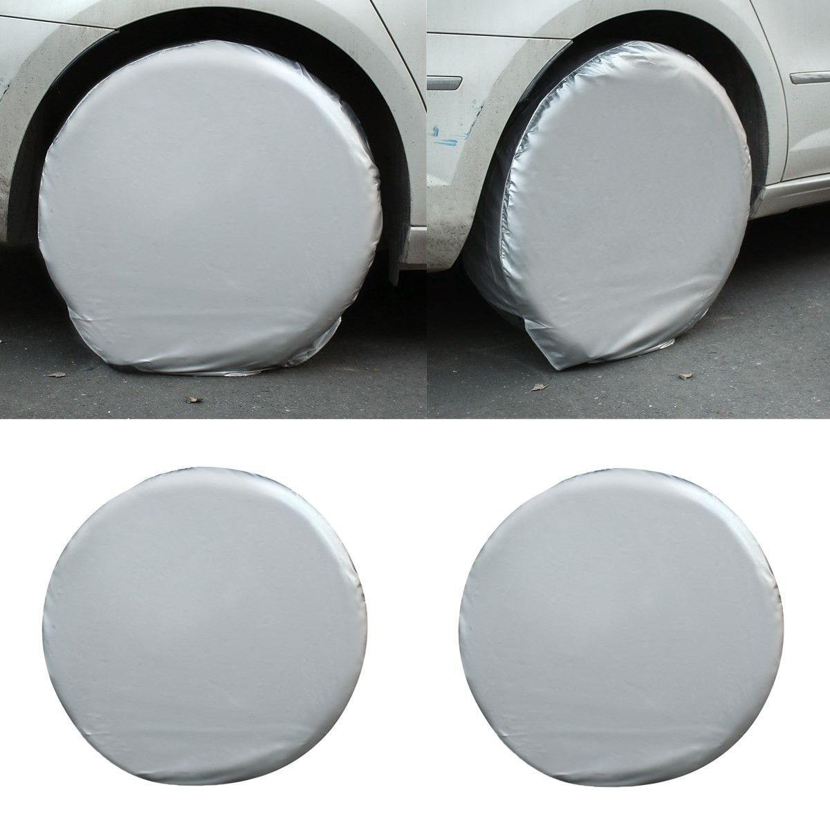 Tire Cover,4Pcs 27-29 Wheel Tire Tyre Silver Protection Cover Compatible With Car Jeep RV SUV Truck Trailer