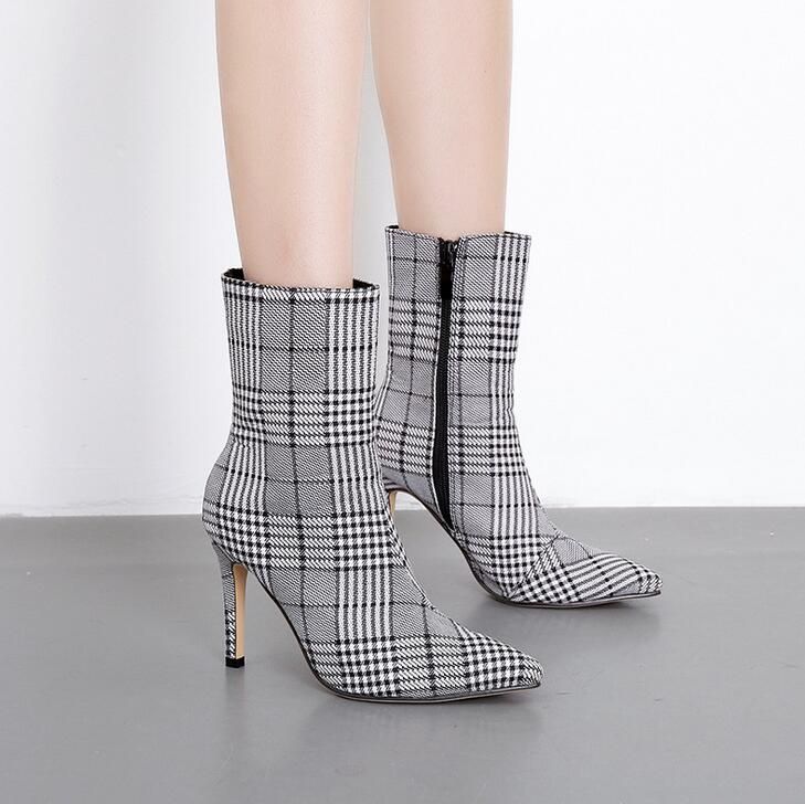 plaid booties