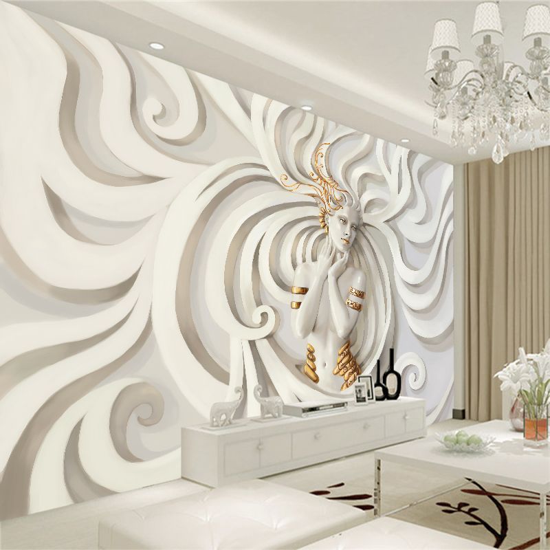 Customized Sculpture Relief Beautiful Lady Wall Mural 3d Wallpaper Art Design Bedroom Background Living Room Home Decoration Wall Decal Design Wall