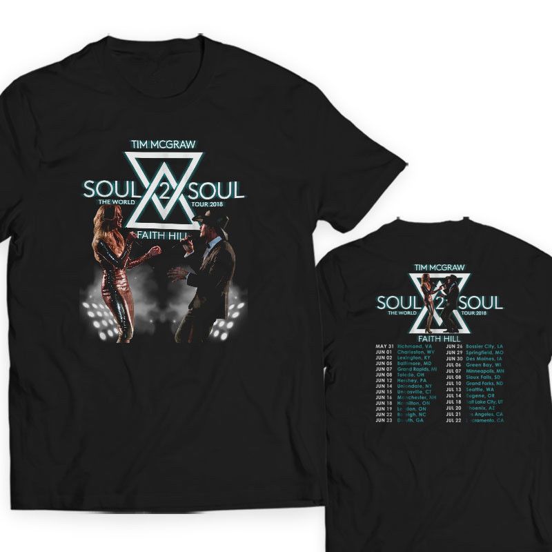 Tim McGraw Faith Hill Soul 2 Soul The World Tour Men/'s White T-Shirt Size S-3XL