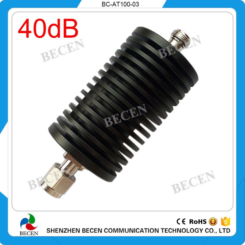 N Type 100W High Power Coaxial Fixed Attenuator, Rf Attenuator 40dB. 0