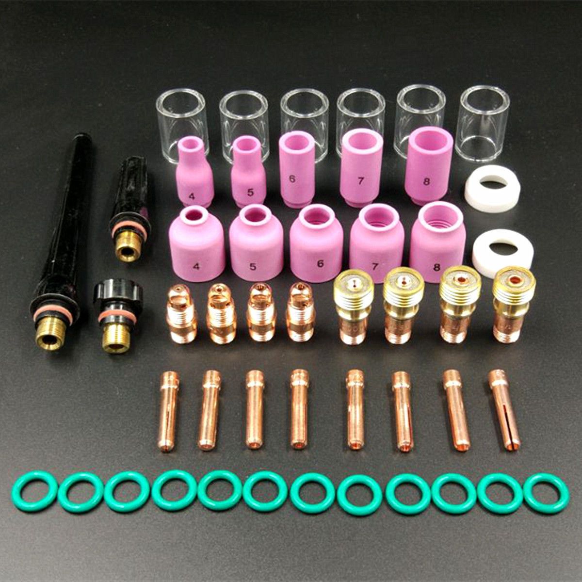 Nozzle WP-17 WP-18 WP-26 Tungsten 49pcs TIG Welding Torch Kit Gas Lens Kits