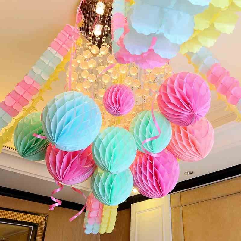 10 Inch 25cm White Tiffany Blue Tissue Paper Honeycomb Balls