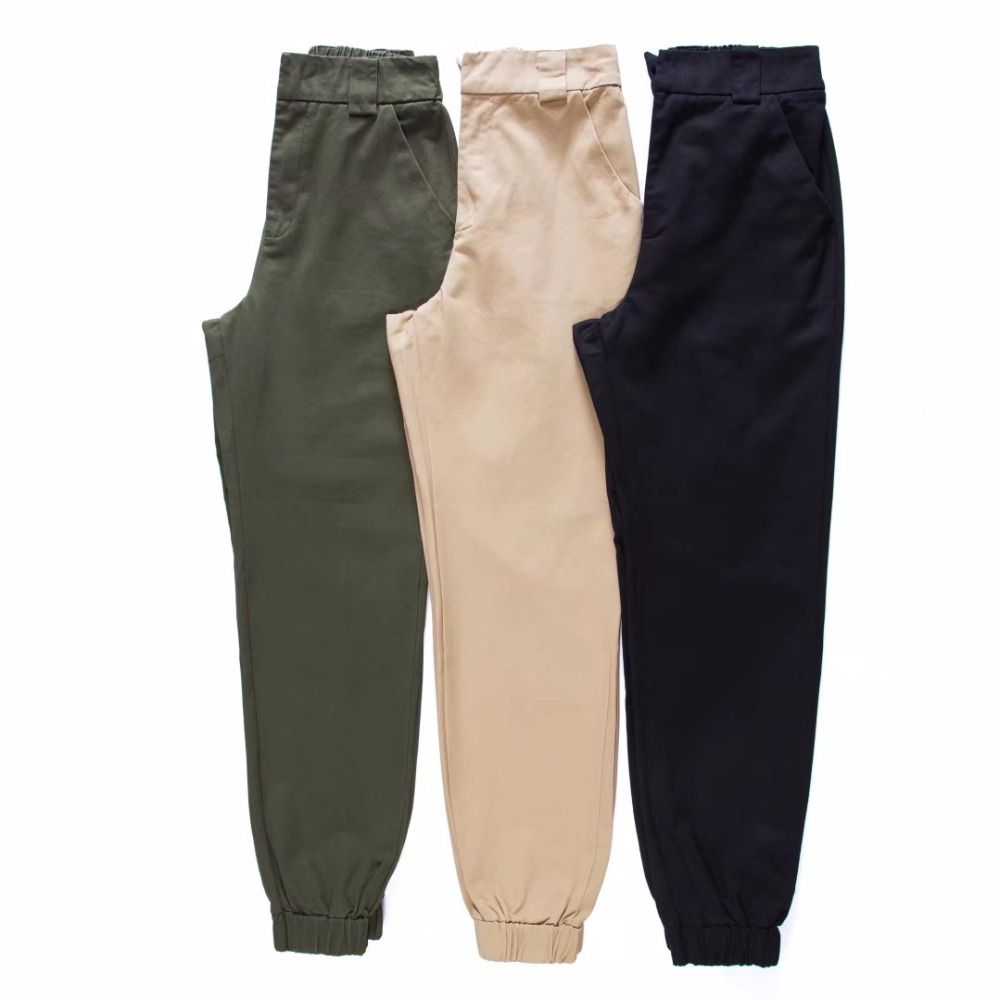 Acquistare Pantaloni Donna In Cotone A Vita Alta Con Polsini Elasticizzati  Pantaloni Harem Casual Economico | Consegna Veloce E Qualità | DHgate Italy