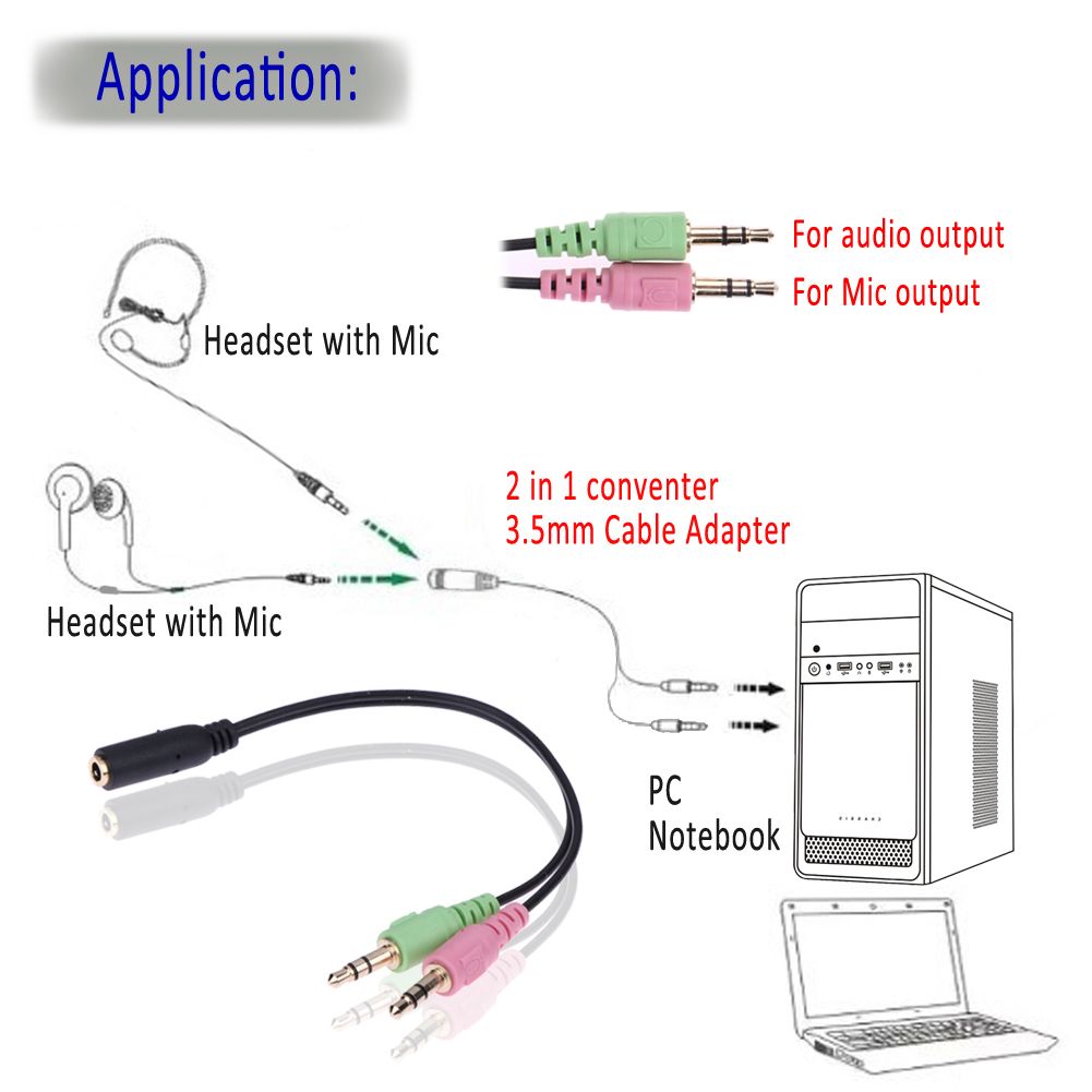 3.5mm Stereo Audio Female To 2 Male 