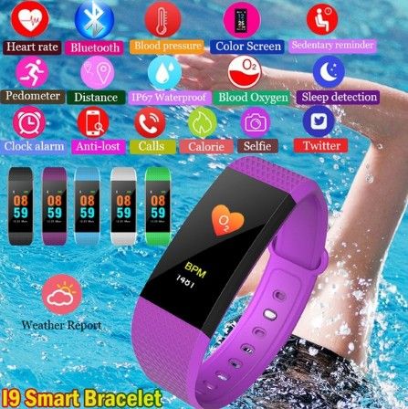 Bluetooth Smart Santé Montre Fréquence Cardiaque pression sanguine bracelet pour IOS Android