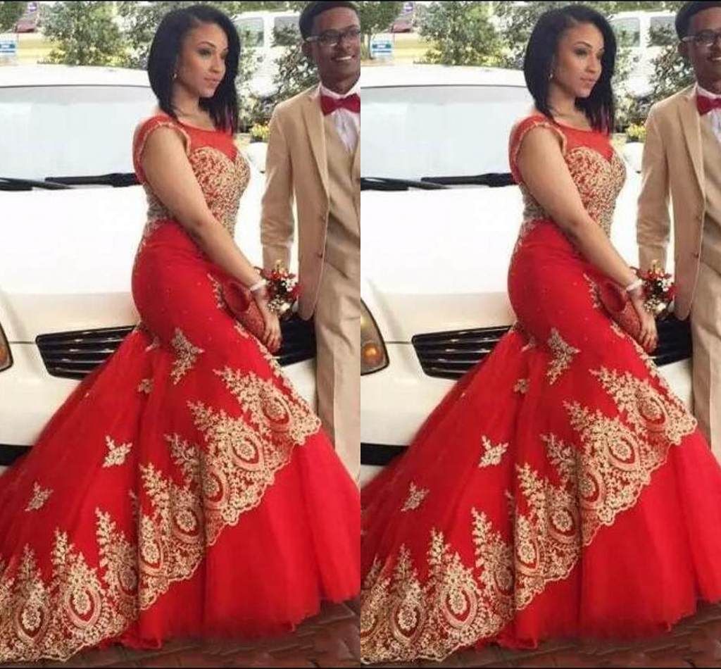 red and gold prom dresses 2018